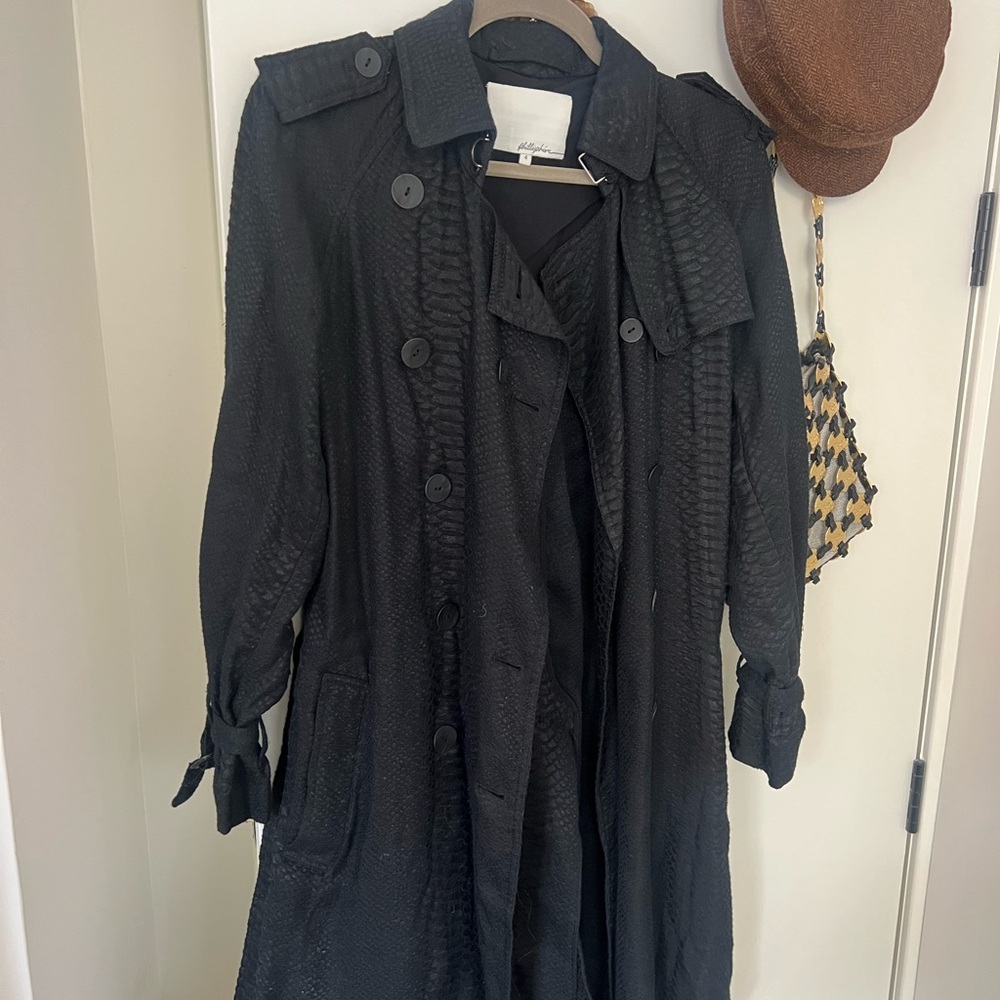 3.1 Phillip Lim Black Snakeskin Trench Coat